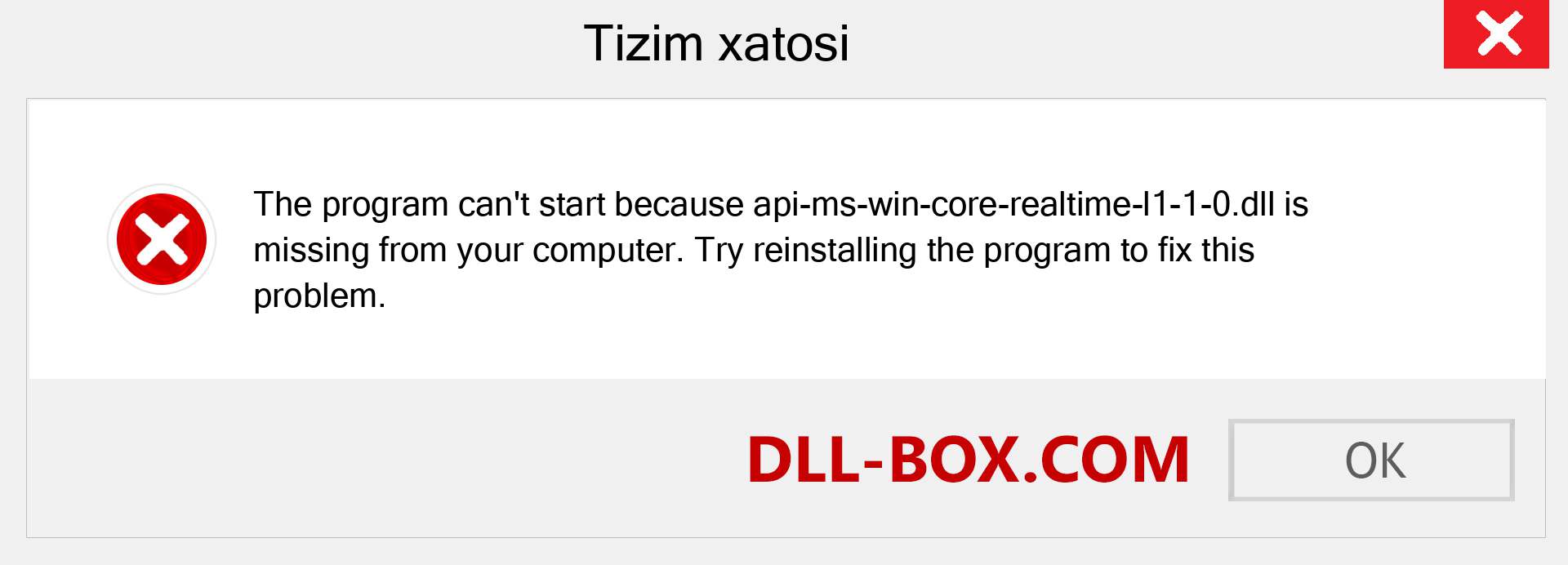 api-ms-win-core-realtime-l1-1-0.dll fayli yo'qolganmi?. Windows 7, 8, 10 uchun yuklab olish - Windowsda api-ms-win-core-realtime-l1-1-0 dll etishmayotgan xatoni tuzating, rasmlar, rasmlar
